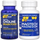 Stacks naturels Magtech Magnésium + acétylcholine Bundle alimentaire Cerveau - soutient la santé cérébrale, la relaxation et la fonction cognitive* - 150 Capsules totales