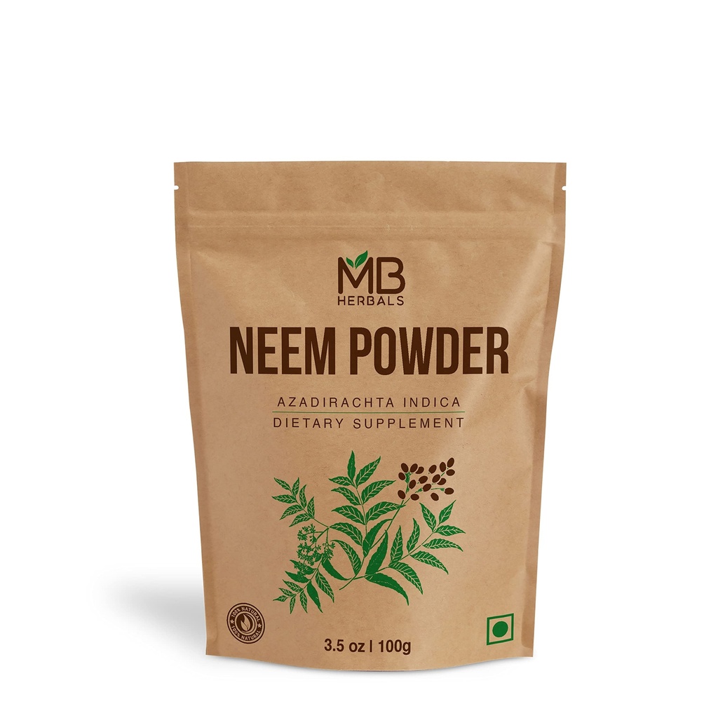 MB Kräuter reine Neem Blatt Pulver 100 Gramm / 3.5 oz | Azadirachta Indica | Wildcrafted Bitter Neem Supplement Haut und Haarpflege