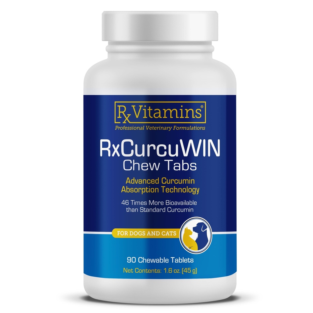Rx Vitamins CurcuWIN - Curcumin für Hunde & Katzen - Vitamine und Nahrungsergänzungsmittel, Allergie-Relief - Bietet Immununterstützung & Aids Verdauungshilfe - Gemeinsame Ergänzung - 90ct