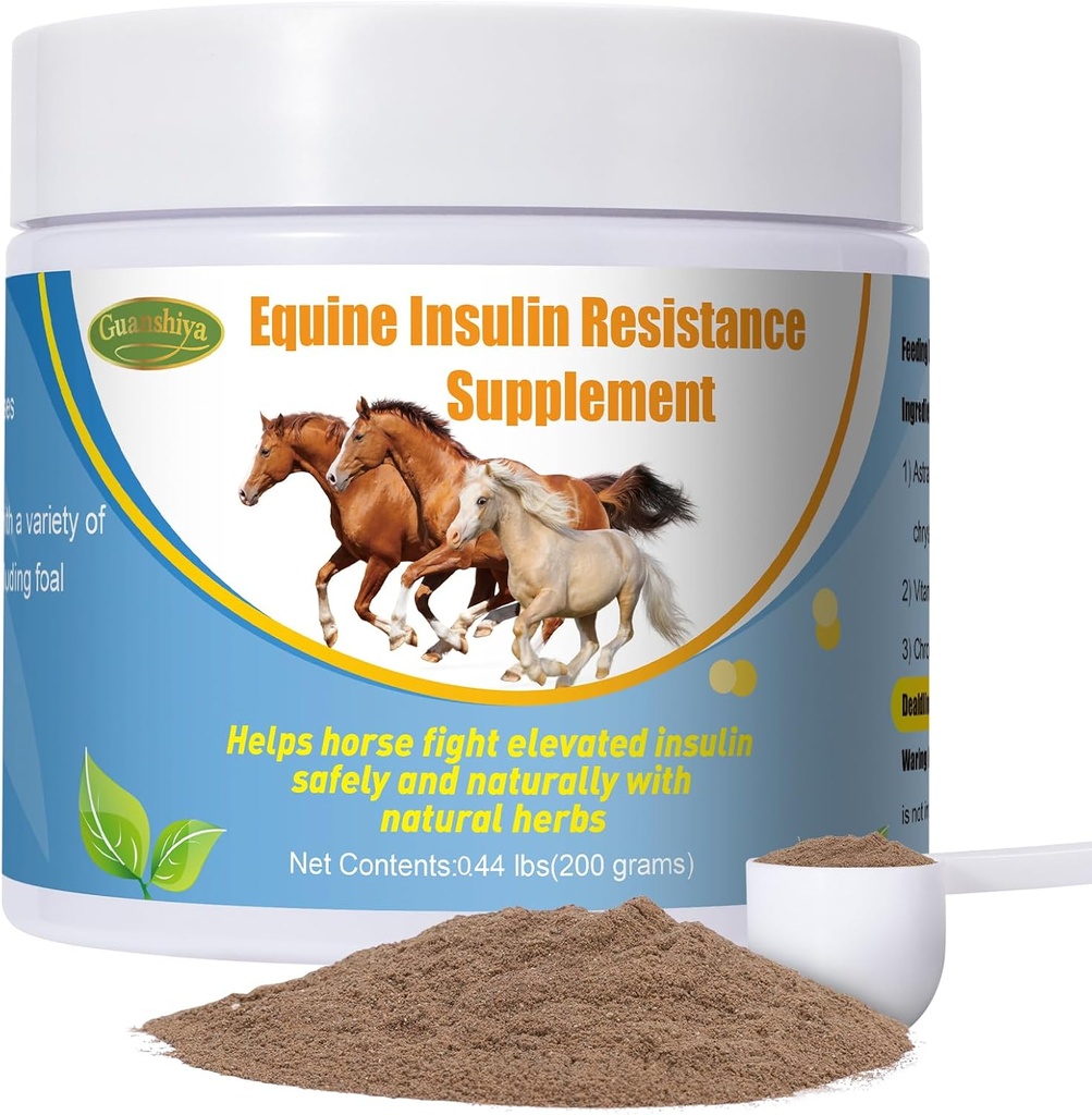 Integratore di resistenza all'insulina per cavalli, Cavalli di sostegno con livelli di insulina elevati,Laminite, Sindrome di Cuscino, Piedi di Sore Cronico,Torna alla Pastura, 0,44 lbs