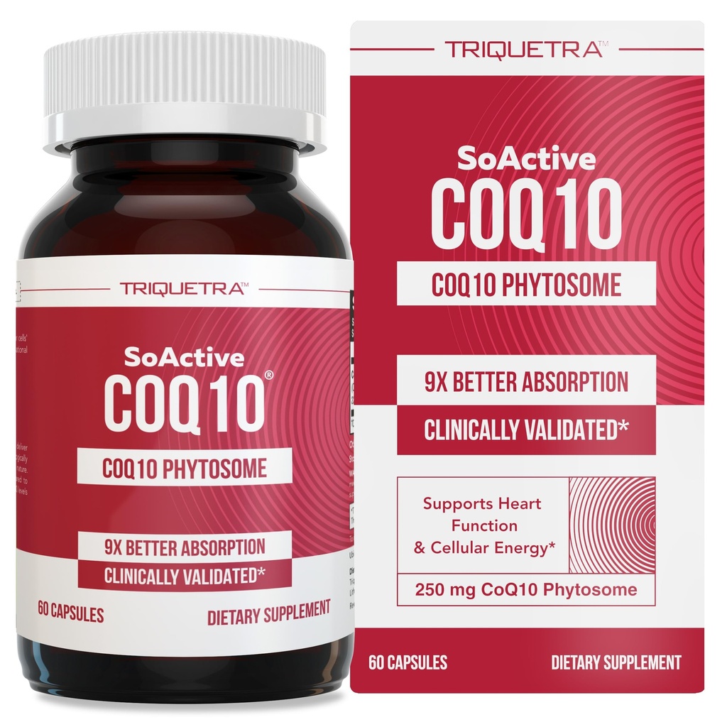 SoActive CoQ10® 250 mg: CoQ10 Phytosome mit bis zu 9X Höherer Absorption - Proven Cellular Delivery - Unterstützt Cellular Energy Production (60 Kapseln)
