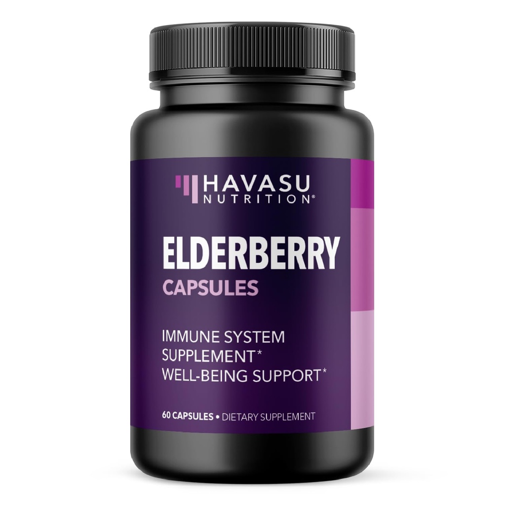 Sambucus Black Elderberry Kapseln - Immununterstützung Ergänzung für Erwachsene - 400mg Extrakt pro Servierung für Gesamt-Wellness - Vegetarisch-Friendly, Non-GMO, Unflavored - 60 Count, 2 Month Versorgung