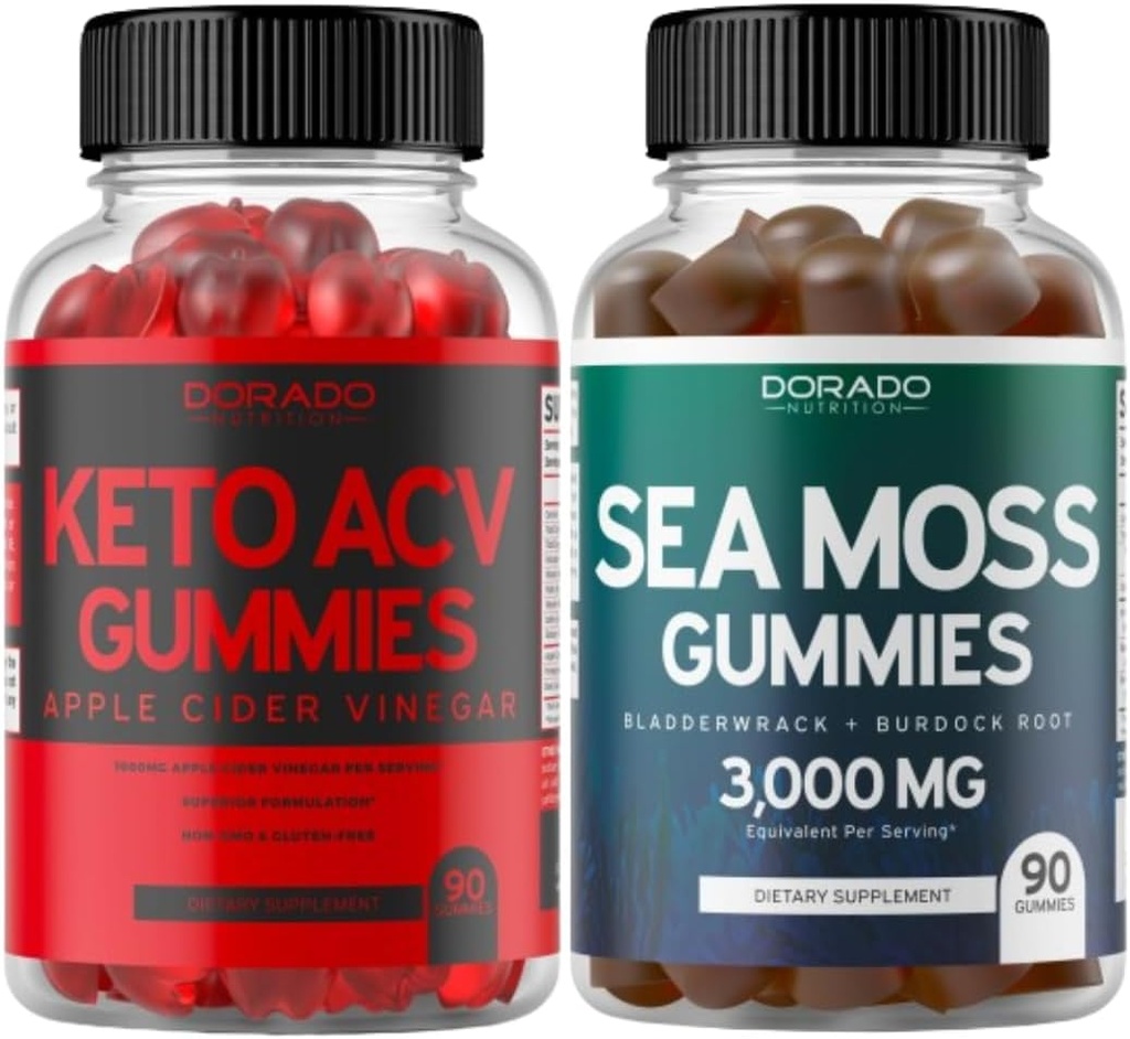 Keto ACV Gummies (90 Count) per la perdita di peso Formula avanzata e Irish Sea Moss (90 Count) con Bladderwrack per il supporto energetico e immunitario - Vegan Safe - Non-GMO & Made in USA - 90 Gummies