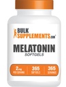 BulkSupplements.com Melatonin Softgels - Melatonin Supplemento, Sleep Aids for Adults - Gluten Free, 1 Softgel per Serving (2mg), 365 Count (Pack of 1)