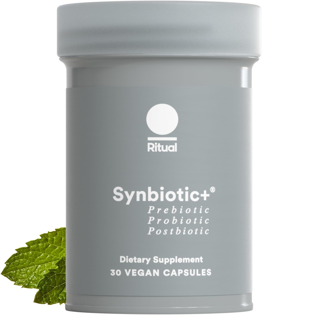 Rituale Synbiotic+ Probiotico, Prebiotico, Postbiotico, Supplemento 3-in-1 per la salute del fegato e il supporto digestivo, Regolarità, Blocco, Immune, Vegan Delayed-Released Daily Capsule, Donne e Uomini, 30 giorni