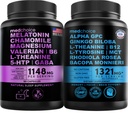 MEDCHOICE Dormire Melatonina (90ct) e cervello Nootropic (60ct) Supplemento Bundle - Benessere Duo per il sonno, cervello, messa a fuoco, & Mood Support - Vegan, Non OGM, Senza glutine