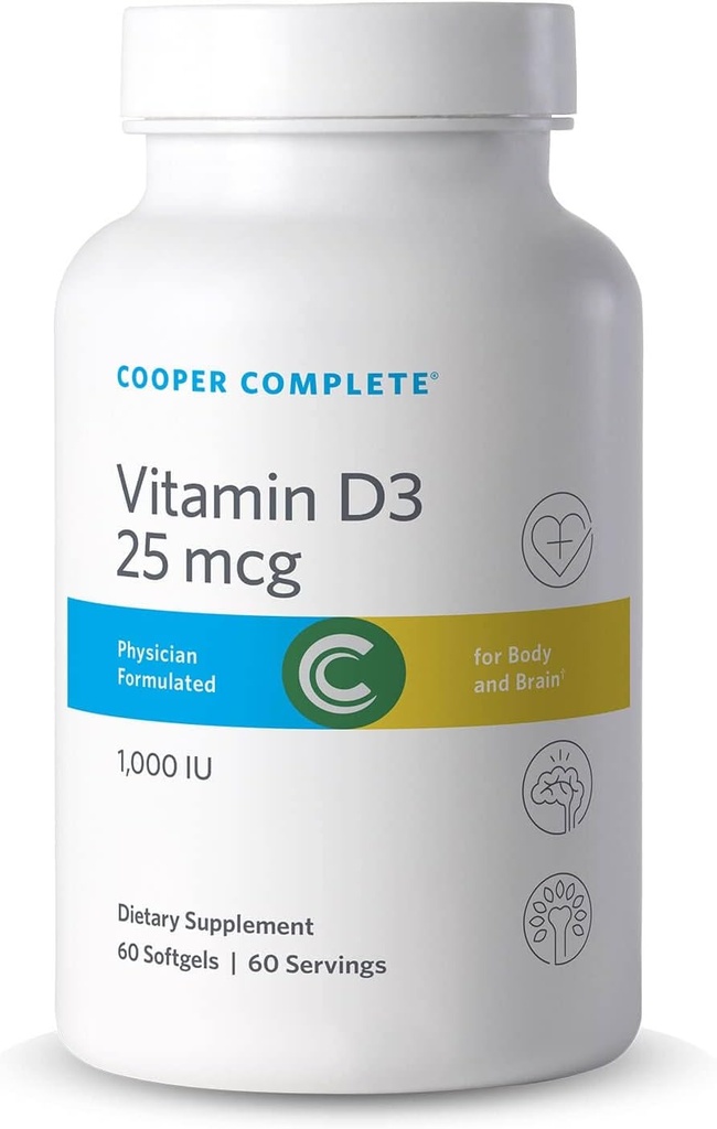 Cooper Complete - Vitamin D3 25 mcg (1000 IU) - Einfach zu digest - 60 Softgels Pack von 1