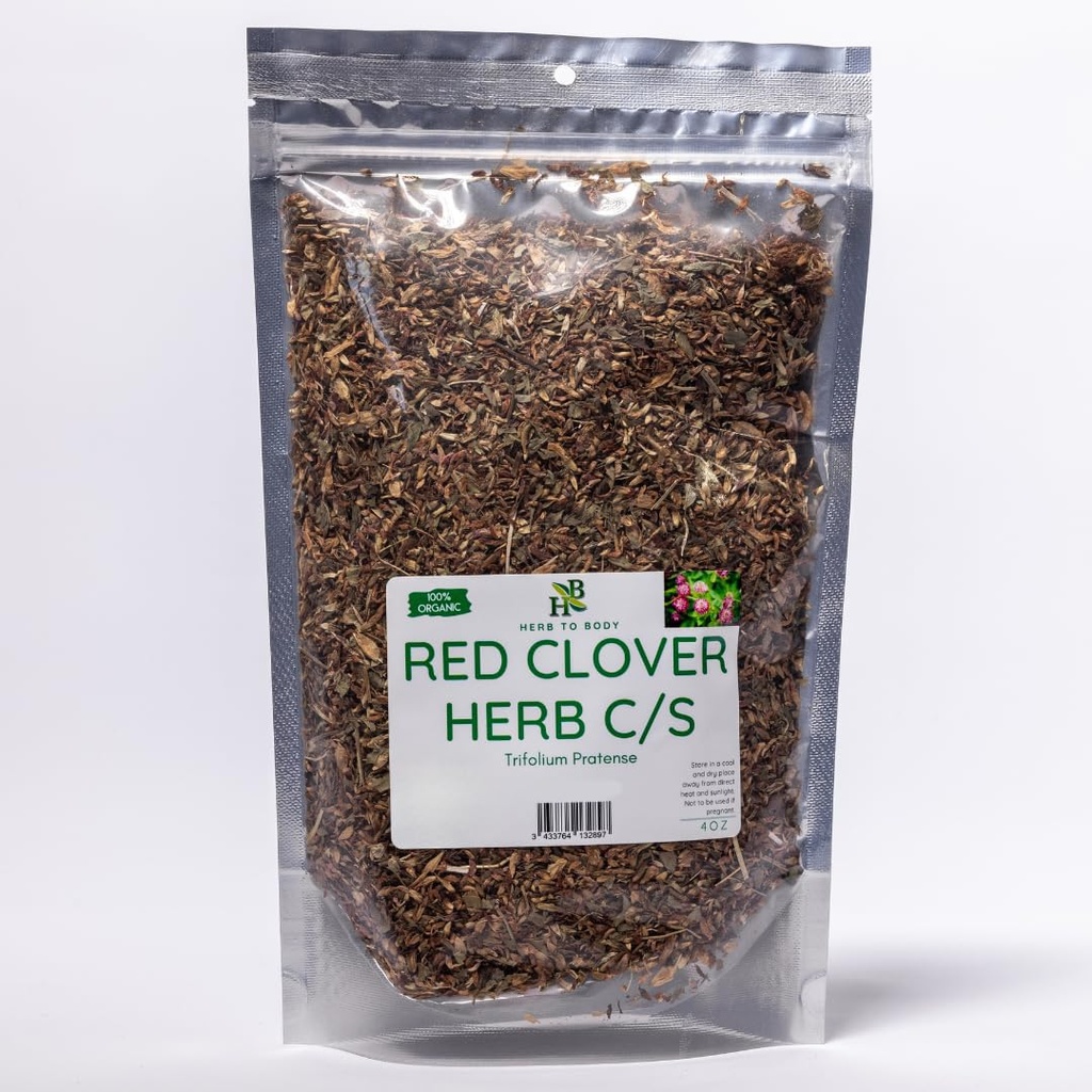Herb to Body Red Clover Herb Cut & Sifted - 4oz, Wildcrafted Trifolium Pratense per Tè di Clover Rosso, Estratti, Tinture e Tradizionali Preparazioni di erbe