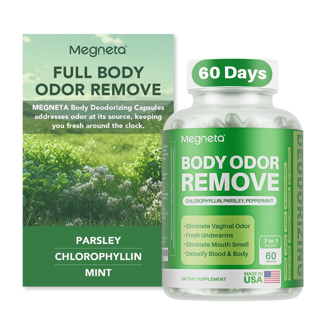 Supplemento Deodoranti Corpo, pillole naturali di controllo dell'odore interno per gli uomini e le donne, capsule di clorofilla per la pelle, il respiro e la salute del fegato (60 capsule)