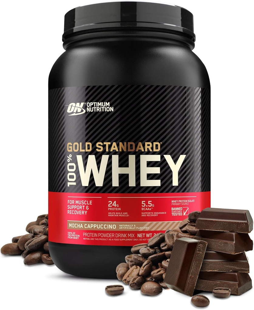 OPTIMUM NUTRITION GOLD STANDARD 100% Whey Protein Pulver, Mocha Cappuccino, 2 Pfund