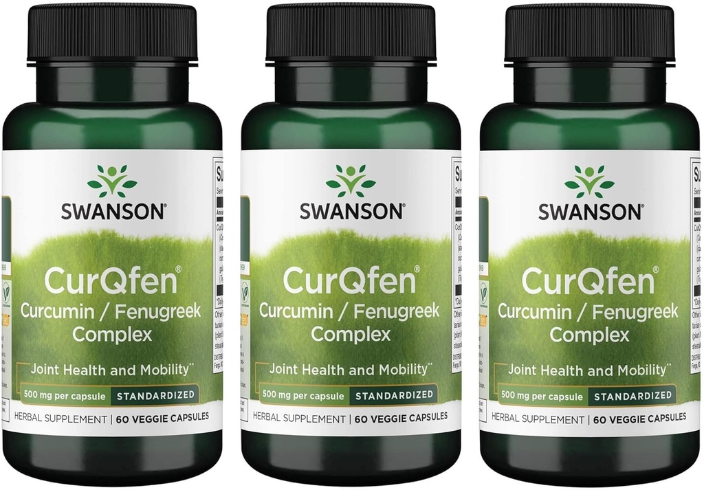 Swanson Controlled Release Curqfen Curcumin/Fenugreek Complex 60 Veg Capsule (3 Pack)