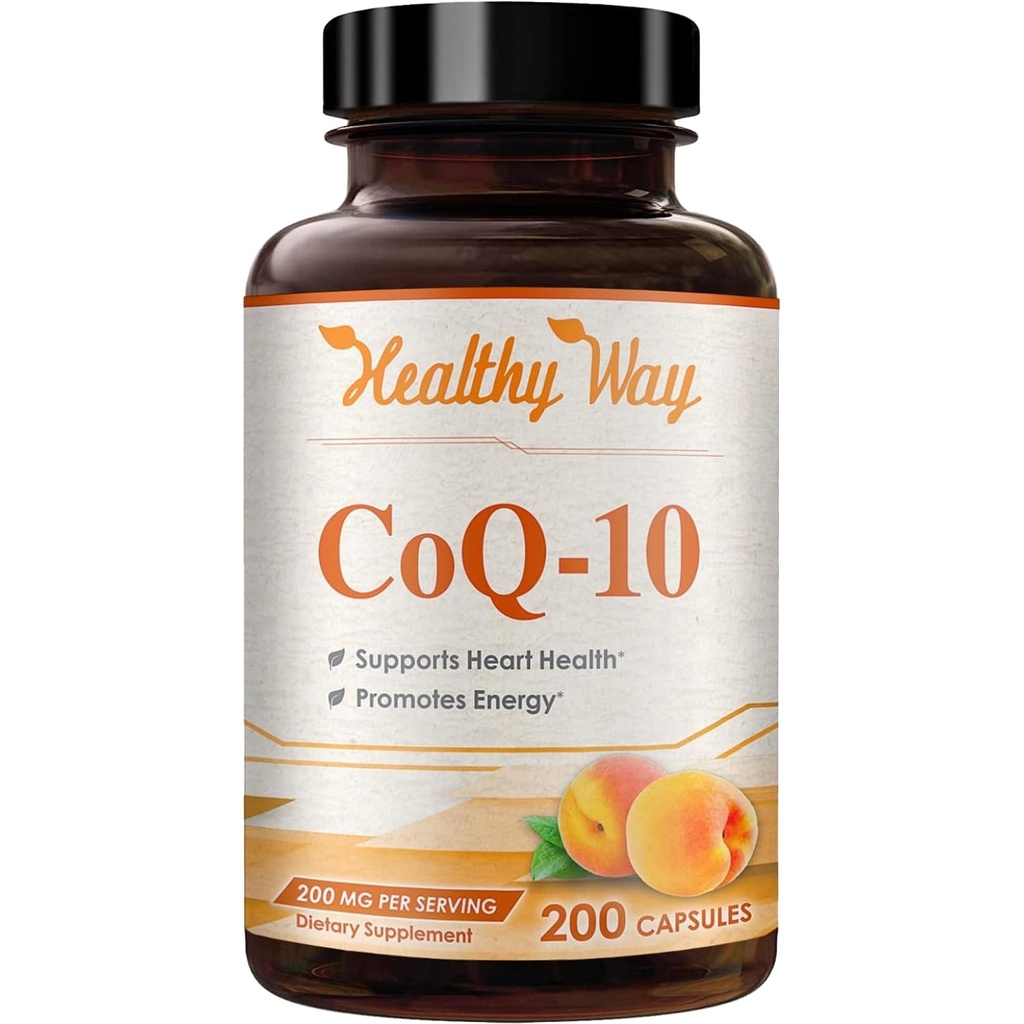 Coenzym Q10 200mg CoQ10 Supplement -Once Daily CoQ10 200mg Powder Capsules for Heart Health, Antioxidant & Energy Support -Non-GMO, schnelle Absorption Ubichinon Q10 Coenzym (Single)