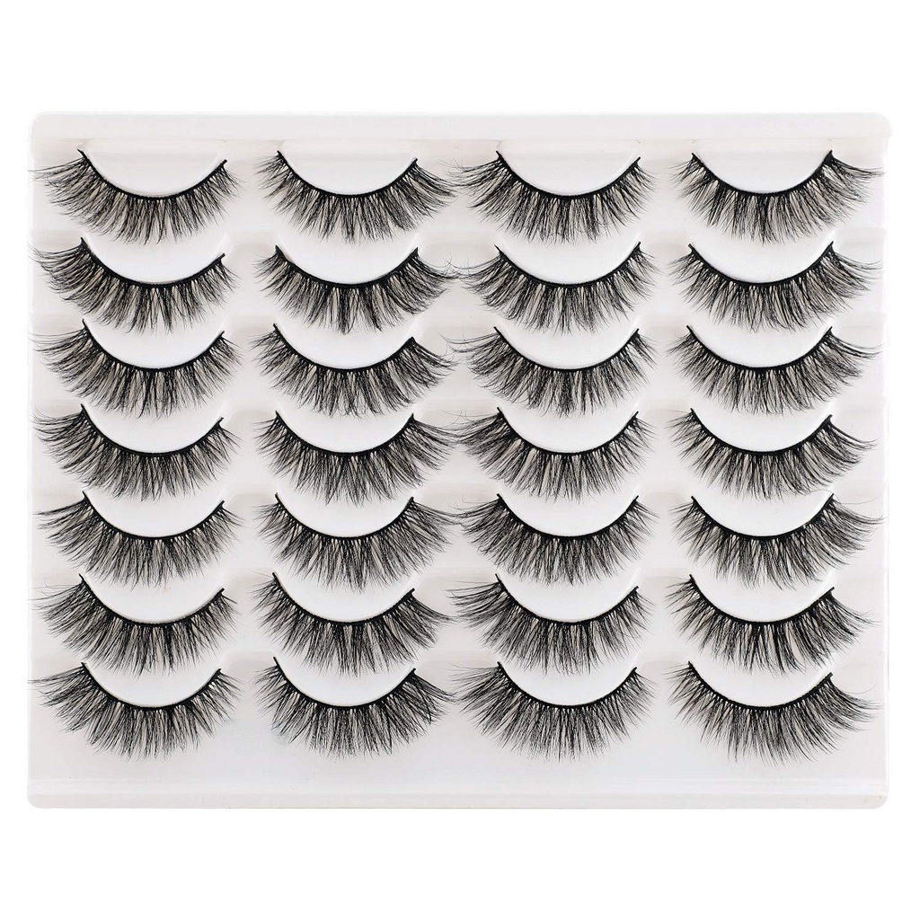 Newcally Lashes False Wimpern Cat Eyes Wispy Natural Faux Mink Lashes 14 Pairs Pack Light Volume Short Fake Eye Lashes Multipack