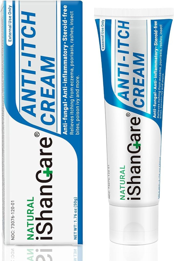 ishancare Anti Itch beruhigende Creme Extra Stärke Haut Itch Relief Salbe, für Vollkörper Juckreiz durch Saisonveränderungen, Dermatitis, Eczema, Rash, Psoriasis, Hives, Bites, Poison Ivy, 1.76 Unze
