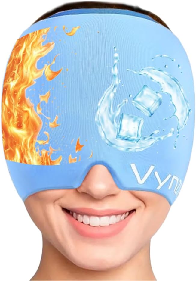 Migraine Relief Cap Miracle Headache Relief Cap360 Hot & Cool Headache Cap Soothing Odorless Gel Ice Head Wrap Upgraded Migraine Cap for Tension, Stress, and Sinus (Blue)