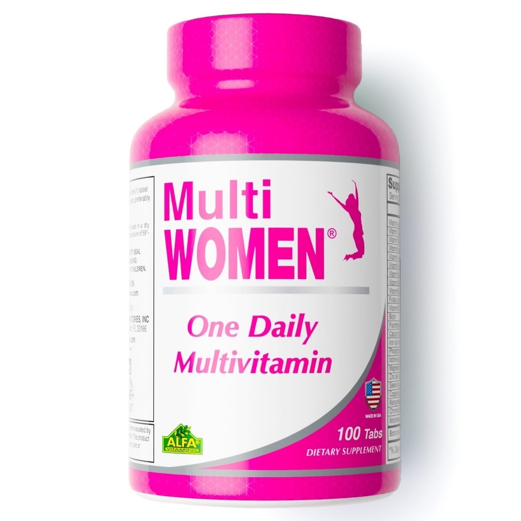 ALFA VITAMINS Multi Women Vitamins Integratore alimentare con Vitamine e Minerali essenziali per le donne - Aminoacidi + Antiossidanti - 100 compresse