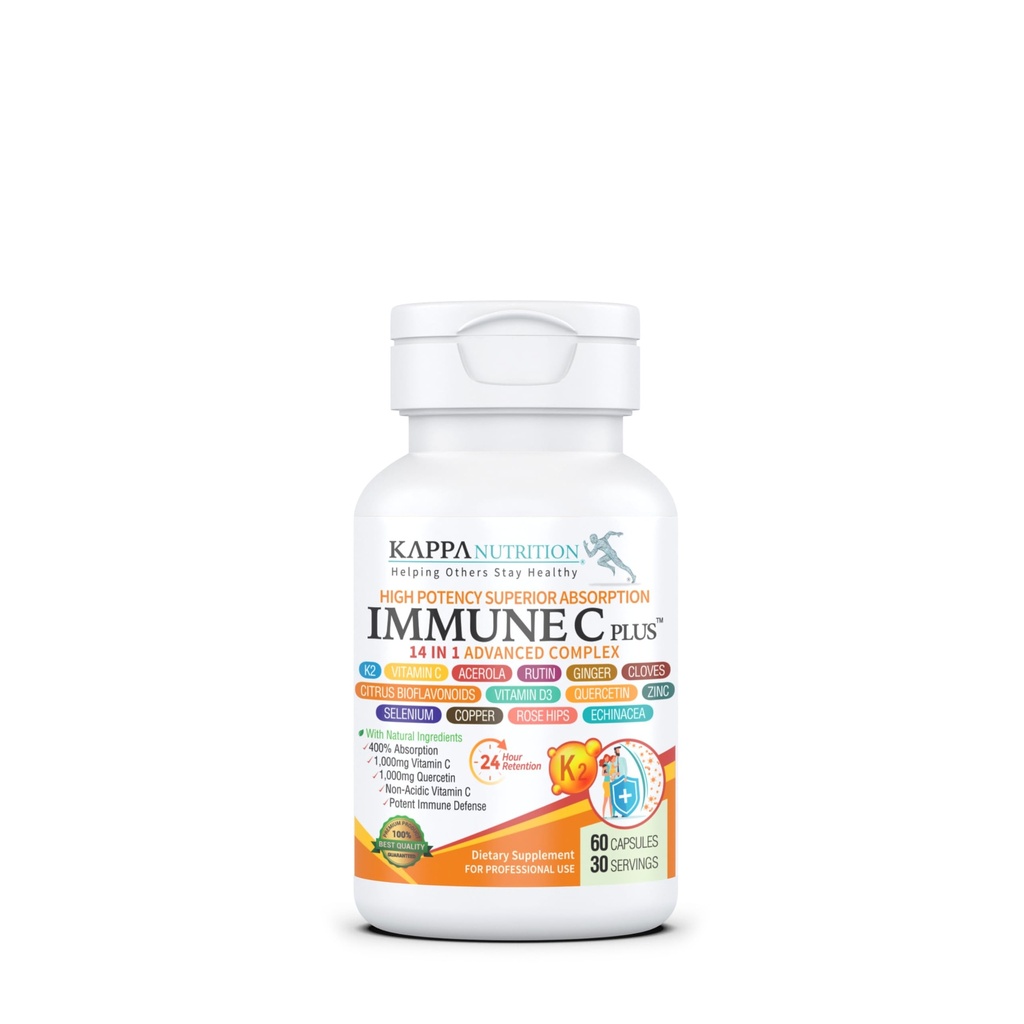 Quercetina 1.000mg, Vitamina C 1.000mg, Zinc 50mg, Vitamina D3 5000iu, Selenio, Rame, Acerola, Ginger, Rutin, Bitter Orange, Rose Hips, Echinacea, Immune C Plus, 14 in 1 Immune C Plus (60 Conte)