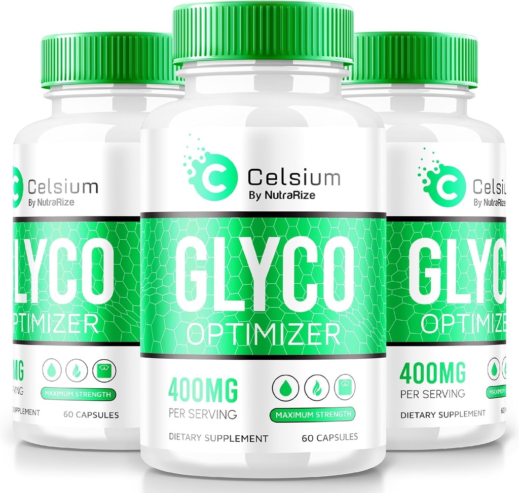 NutraRize (Pack of 3 Celsium Glyco Optimizer, Supporto per il flusso sanguigno di massima resistenza, Capsule per mantenere livelli stabili, Herbal Plus Vitamins Formula per la salute generale, Recensioni ufficiali (180 capsule)
