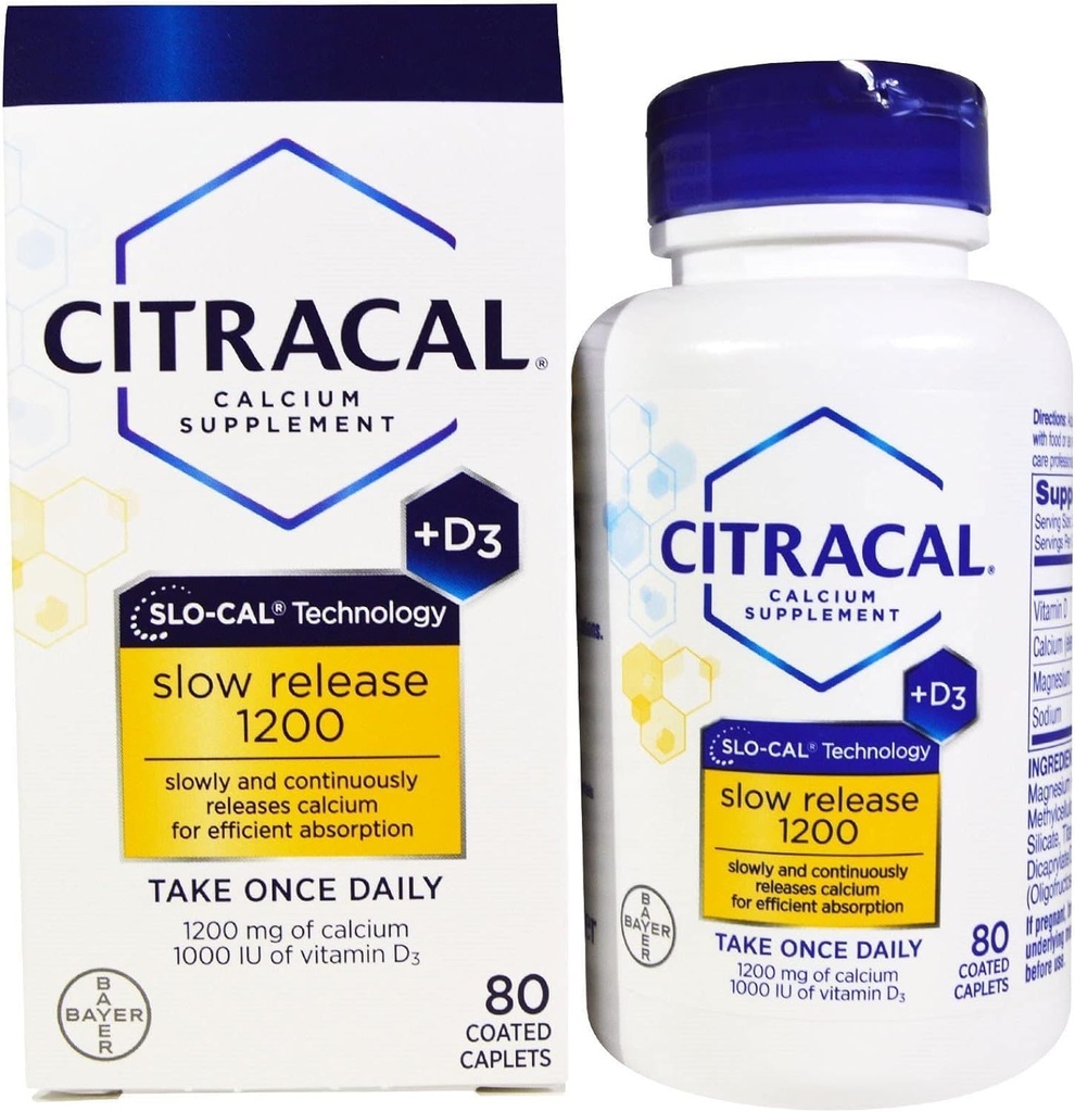 Citracal con Calcium D Slow Release 1200, 80-Count - Acquista pacchetti e risparmi (Pack of 2)