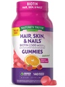Capelli di Verità della Natura, Pelle e Gummies delle Unghie | con Biotin | 140 Conte | Frutta Sapore | Vegan, Non OGM e Vitamina senza Glutine per Uomini e Donne