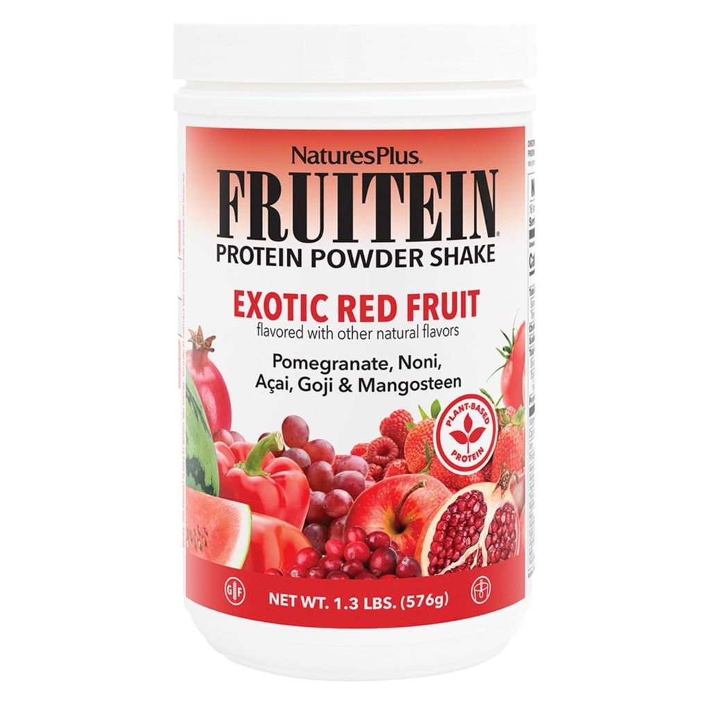NaturesPlus FRUITEIN Exotic Red Fruit Shake - 1.3 lbs - 13 Gramm pflanzlichen Proteins per Servieren - Unterstützt Energie & Immunsystem - Vegetarisch, Glutenfrei & Non-GMO - 16 Servierungen