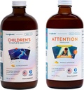 LIQUIDHEALTH Children's Complete Multivitamin & Attenzione Teens & Kids Liquid Vitamin Bundle for Children - Supporto immunitario, Migliorare la messa a fuoco, Concentrazione, Boost Mood - Vegan, Non-OGM, Made in USA