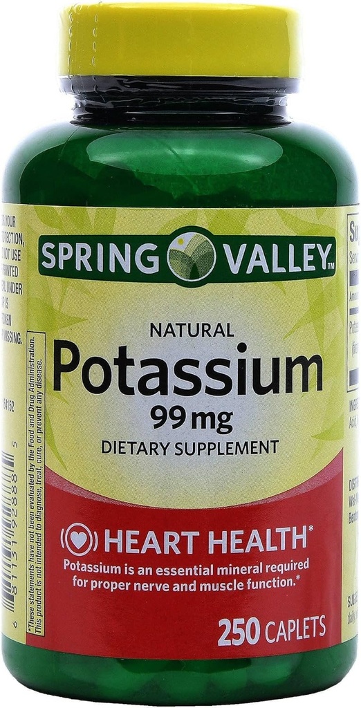Spring Valley Potassium 99 mg von Kaliumkleber 595 mg (250 Count)