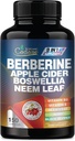 Integratore di Berberina con Neem Leaf, Aceto di Sidro di Mele, VIT D3, E & More - 150 Capsule Supporto per Sistema Immune, Digestione & Salute complessiva