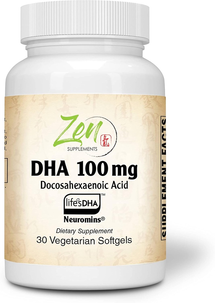 Integratori Zen - Neuromins DHA 100 Mg - Vegan & Algae Sorgente DHA Supplemento Supporta la salute degli occhi, la salute del cuore e il benessere ottimale 30-Vegcaps