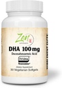 Zen Supplements - Neuromins DHA 100 Mg - Vegan & Algae Sourced DHA Supplement unterstützt Augengesundheit, Herzgesundheit und Optimales Wellness 30-Vegcaps