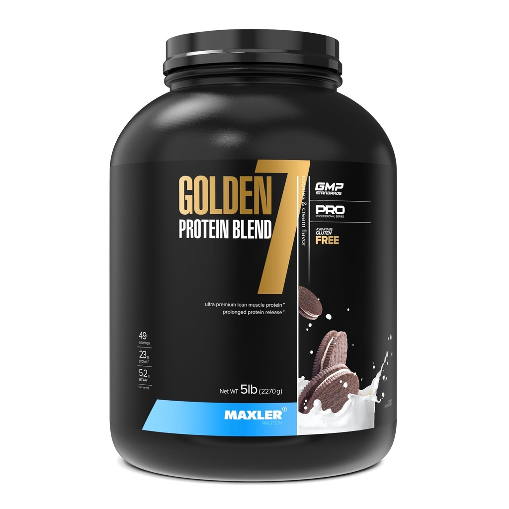 Maxler Golden 7 Protein Blend - Protein Pulver für Muskelaufbau & Erholung - Cookies und Creme-Pulver 5 lb
