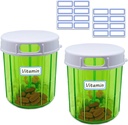 Pill Organizer 4 Compartment 2PCS Pill Dispenser Große tragbare Pille Box Monatliche Medizin Organizer für Pillen, Fischöle, Vitamine, Ergänzungen (Pill Case 2 Pack + Selbstklebende Etiketten)