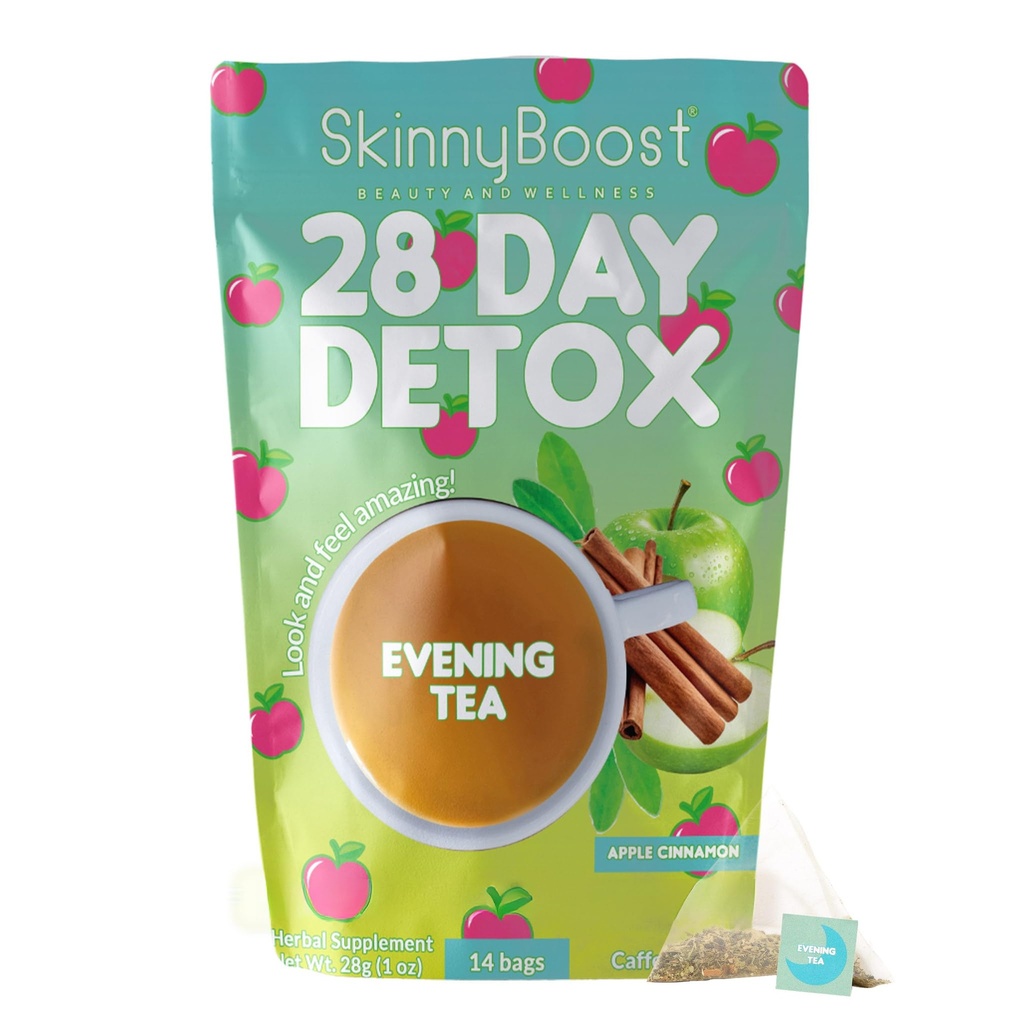 Skinny Boost Sera Detox Tea-APPLE CINNAMON -14 Borse da tè Totale, Supporta Detox e Cleanse, Ridurre Bloating, 100% Tutto Naturale, Vegan, Non OGM