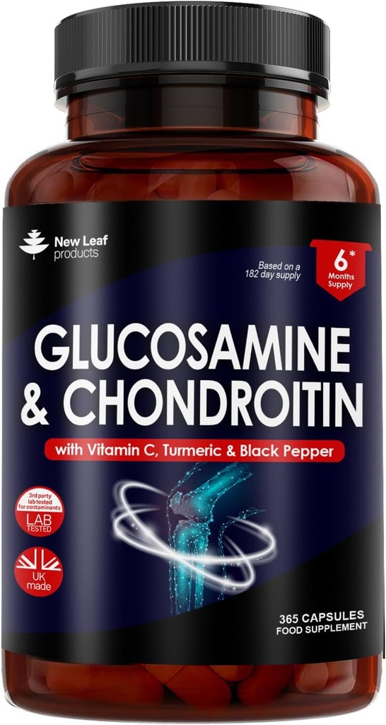 Glucosamin und Chondroitin Hohe Festigkeit - mit MSM (365 Tabletten) Extra-Absorbenz angereichert mit Vitamin C, Glucosamin Sulphate Chondroitin Sulphate Gluten-Free, GMP, 365 Nahrungsergänzungsmittel