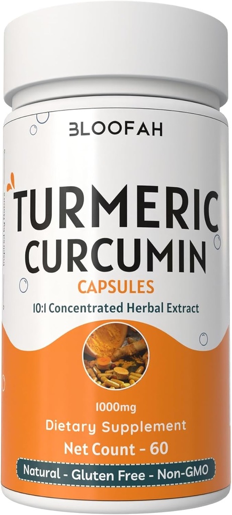 Kurkuma Kapseln 500mg | Curcuma Longa 10:1 Extrakt & Pulver | Schwarz Pfeffer Extrakt 5% für Enhanced Absorption | Kräuterergänzung | Non-GMO, Gluten-Free (60 Count (Pack von 1))