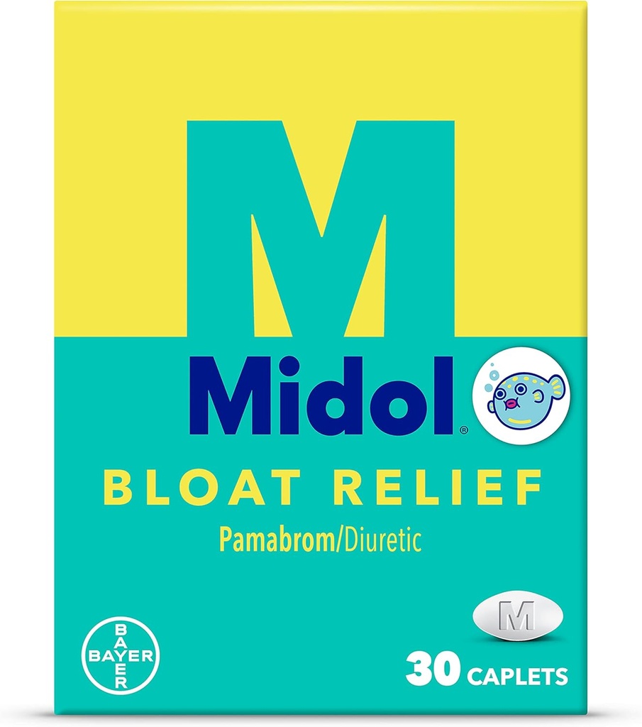 Midol Bloat Relief, Caplets with Pamabrom, 30 Count