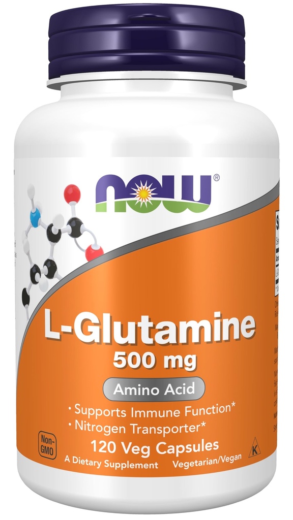 NOW Foods Supplements, L-Glutamin 500 mg, Stickstofftransporter*, Aminosäure, 120 Veg Kapseln