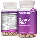 Neuro Plus Brain Supplement für Gedächtnis und Fokus, 41 Zutaten, Premium Focus Supplement mit DMAE Fördert Konzentration & Energie für Männer und Frauen, Formuliert in USA, 60 Kapseln