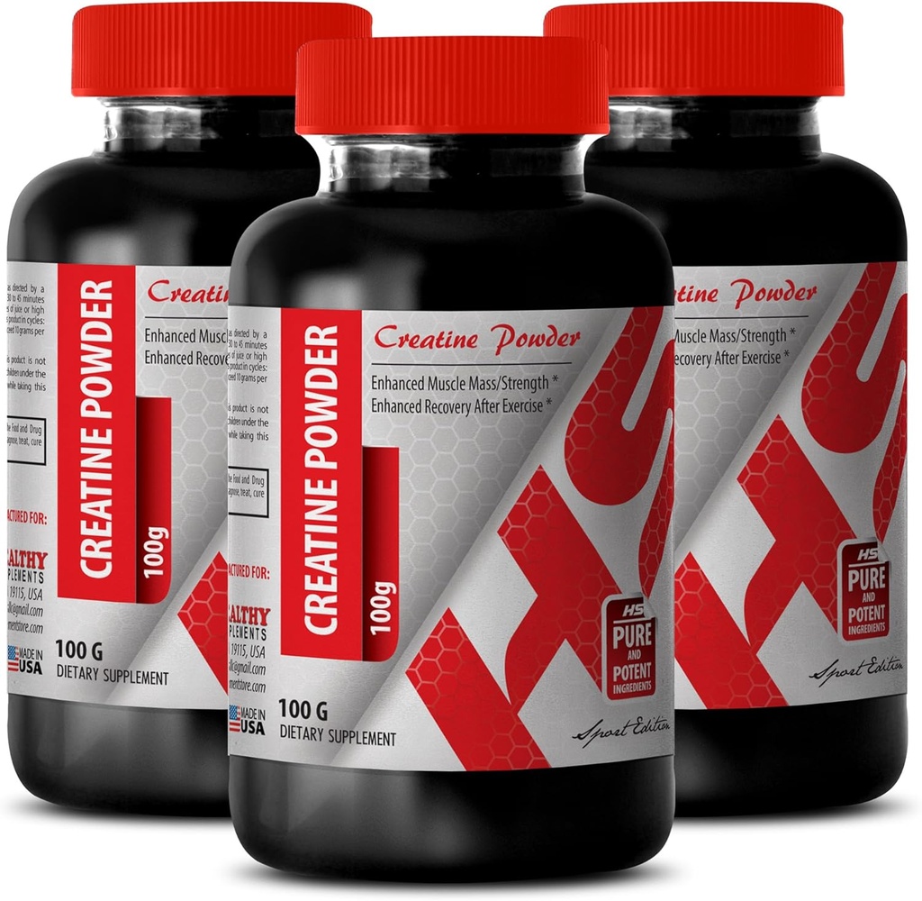 Body Builder for Men - CREATINE Powder 100G - Creatine Bulk - 3 bouteilles (poudre)