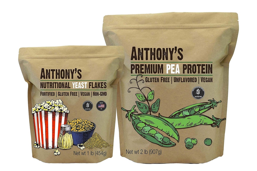 Anthony's Premium Pea Protein 2lb et le levure alimentaire Flakes 1lb