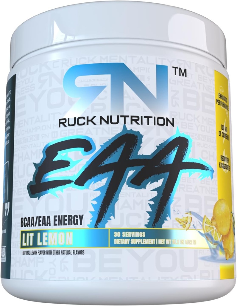 RUCK NUTRITION EAA | Hydration, Energie und Erholungsergänzung | Full Spectrum Essential Amino Acids + BCAAs (30 Servierungen, Lit Lemon)