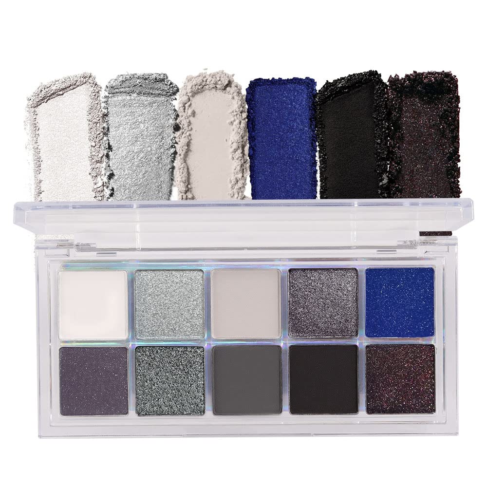BINGBRUSH 10 Couleurs Black Smokey Eyeshadow Palette, Cool toned Shimmer Glitter Eyeshadow, naturel neutre fumé brillant Eyeshadow Palette de maquillage ultime, Kit de maquillage vibrant