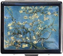 Silver Vintage Pill Box Boîte à pilules métalliques de 7 jours avec miroir et 8 compartiments Mignon organisateur de pilules de voyage pour la chasse (Art Almond Blossoms)