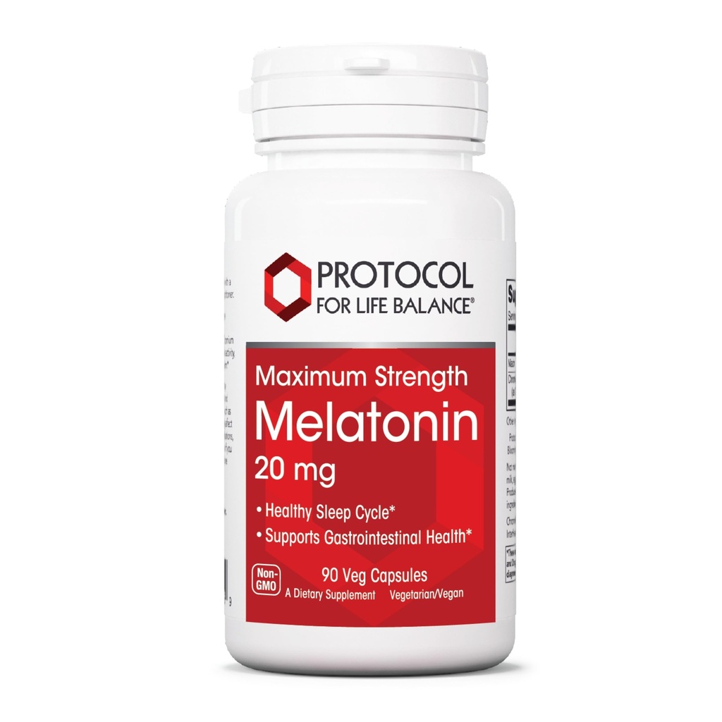 PROTOKOLL FÜR LIFE BALANCE Melatonin Maximale Stärke - 20 mg Melatonin - Schlafunterstützung für Erwachsene - Tägliche Immununterstützung - Pineal Gland Aid - Vegan & Non-GMO - 90 Veg Kapseln