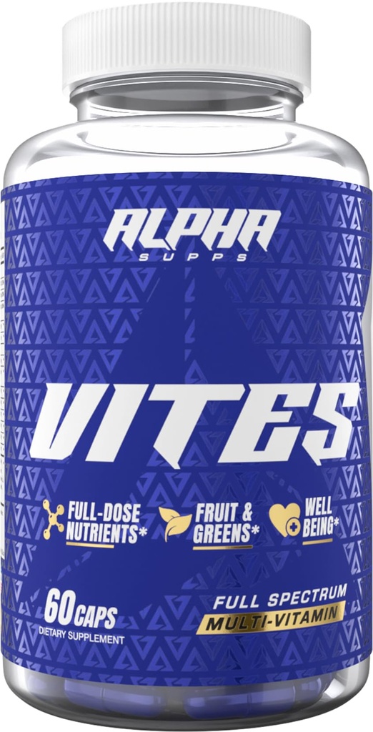 Alpha Supps Vites Men's Multivitamin, Komplette tägliche Ergänzung mit Früchten, Veggies, Energie, Immun- und Prostata-Unterstützung - Tägliche Vollnahrung Vitamine mit Antioxidantien und Verdauungsenzymen