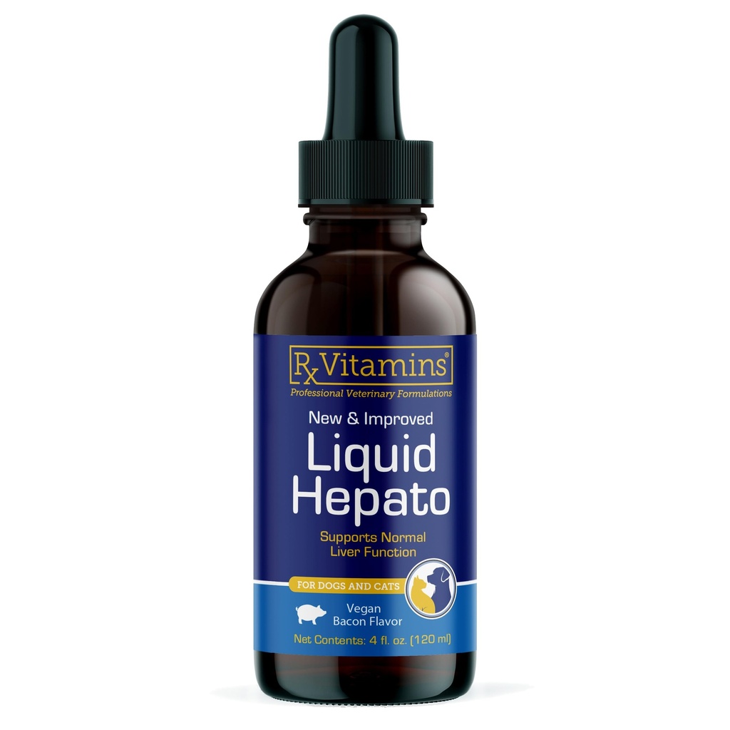 Rx Vitamines Hepato liquide Support pour chiens et chats - Supplément de soutien du foie avec chardon de lait pour chiens (silymarin et silybinine) et vitamine B - Bacon Flavor (4oz)