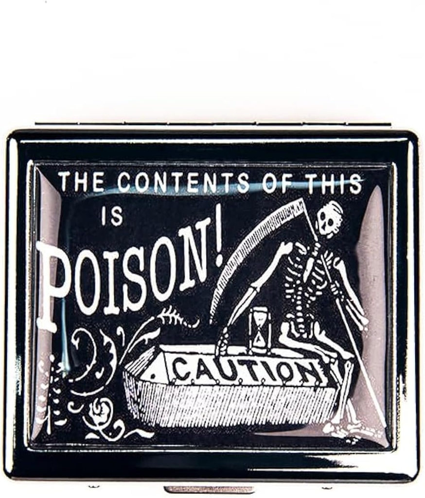 Old Poison Attention 7 jours Chromed Shiny Silver Pill Organizer avec miroir à l'intérieur a 8 compartiments séparés Rectangle 7 jours Pill Box cas Pill