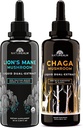 Naturealm Lion's Mane & Chaga Mushroom Extract - Adaptogen Stack for Focus, Immunity, Longevity, Stress Relief, Gut Health, Anti-Aging, Energy & More - Organic Liquid Drops - 50 mL Ciascun (2 Pack)