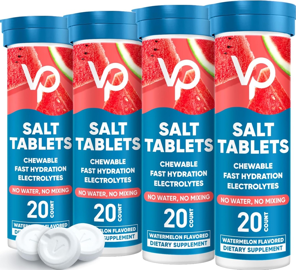 Venture Pal Tablettes électrolytiques à croquer, 80 Compte rapide Dissoudre les comprimés de sel de bâton sans sucre - lot de variétés pour l'hydratation rapide, la course en plein air, la randonnée, les sports