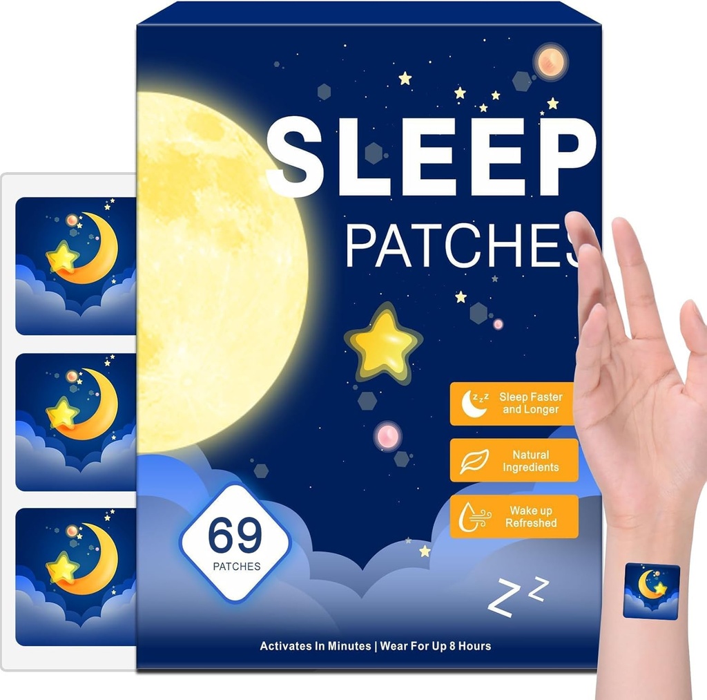 Schlafaufnäher für Erwachsene, Melatonin Aufnäher für Schlaf Erwachsene, All-Natural Deep, Geeignet für Frauen und Männer, bietet bequeme Erholung, 69